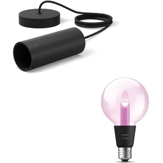 Philips Hue Lightguide Hängelampe (Schwarz) - E27 - Globe Lampe (G95) | Weiß/Farbe - Hue White and Color Ambiance