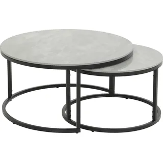 Couchtisch HELA "Joel" Tische grau (marmoroptik grau, schwarz, marmoroptik grau) Couchtische rund oval Tischplatte 12mm Echtstein