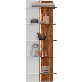 Musterring Badezimmerregal Jarin, Weiß, Titan, Alteiche, Holz, Metall, Glas, Altholz, Eiche, massiv, F, 38.4x115.2x17.8 cm, Goldenes M, Made in Germany, Dgm, hängend, Badezimmer, Badezimmerregale, Badregale