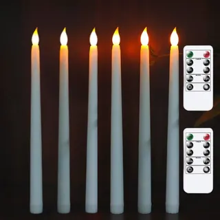Set Mit 6 Flammenlosen Led-stabkerzen Mit Warmem, Flackerndem Licht Und 2 Fernbedienungen Für Weihnachts-, Thanksgiving-, Halloween-, Heim- Und Hochzeitsdekorationen