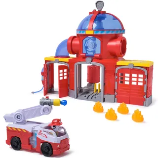 Spin Master PAW Patrol Fire Rescue - Feuerwehr-Station Spielset mit Geschoss-Abwurf, Licht- und Soundeffekten, inkl. Marshall Hundefigur und Feuerwehr-Fahrzeug