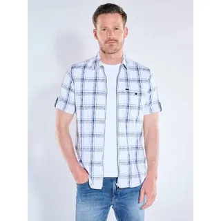 engbers Herren Overshirt mit Reißverschluss Blau regular kariert Kent-Kragen - 4XL