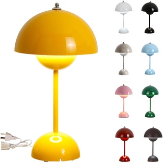 LED Flowerpot Tischlampe mit Kabel, Dimmbar Flowerpot Lamp Pilz Lampe, 3 Regelbare Farbtemperaturen, Schaltersteuerung, Acrylic Lampshade, Dekorative Retro Schreibtischlampe für Schlafzimmer Büro