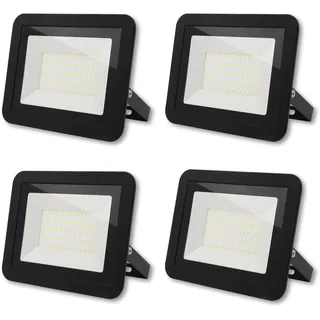 da LIGHT 50W LED Strahler Außen & Innen, 6000K Kaltweiß 4500lm Außenleuchte Superhell, Fluter Außenstrahler Flutlicht IP65, Scheinwerfer 230V für Garten, Garage, Sportplatz (4 Stück)