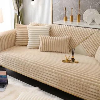 samt sofabezug 1 2 3 4 sitzer weiß couchbezug l form ecksofa für Wohnzimmer,Plüsch Sofa Überzug Sofaschoner rutschfest für Hunde Pet,Rutschfeste Weiche Sofa Bezüge Universelle Sofahusse Sofaschu