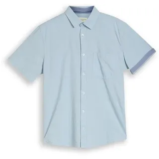 Tom Tailor Herren Regular Fit Kurzarmhemd aus Baumwolle, blau, Gepunktet, Gr. XXL