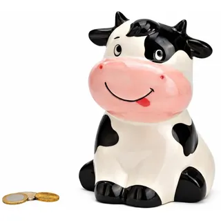 TopShop24you Spardose Tier-Motiv aus Keramik Sparschwein Tierdesign als Geldgeschenk, Deko Geldgeschenk, Sparschwein für Kinder & Erwachsene (Kuh)