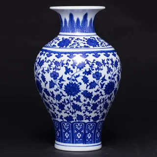 RTYHN Traditionelle Chinesische Porzellan Vase,Handgemachte Vase,Keramik Vasen für Heimdekoration,China Ming-Stil,Höhe 22cm