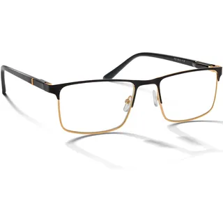 BRILO Herren Lesebrille Schwarz Gold Rechteckig Metall Fertigbrille +2.50 | Eleganter Herren-Lesehilfe im rechteckigen Metall-Design. Flex-Scharnier & inklusive Brillenetui. - Uniwersalny