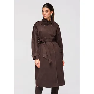 OMBRE Lederimitatmantel Midi-Damenmantel im Oversize-Schnitt – Moderne Eleganz lockerer, oversized Schnitt braun XL