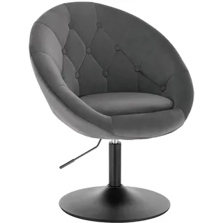 WOLTU Schminktisch Stuhl, Loungesessel mit Lehne, Samt, Dunkelgrau | Schminkstuhl Höhenverstellbar, 45-57cm, 360° drehbar, Hocker mit Armlehne, für Schlafzimmer & Wohnzimmer