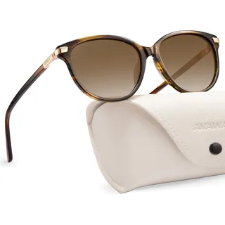 AVAWAY Retro polarisierte Sonnenbrille für Damen UV-Schutz Damenbrille für Fotografie Wandern Reisen Fahren Kategorie 3 Vintage Acetat Rahmen - M