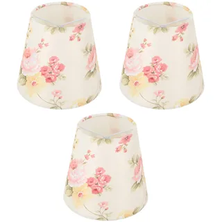 LEMCC 3 Stück Blumen-Lampenschirm, Kleiner Lampenschirm, Zum Aufstecken, Stoff, Lampenabdeckung für Tischlampe, Stehlampe und Hängelampe