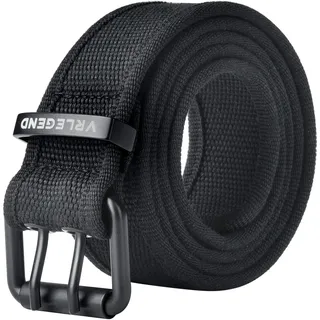 VRLEGEND Gürtel Herren Canvas 120-180cm Jeans Stoffgürtel Outdoor Casual Gürtel Militär Leinwand Stoff Gürtel Jeansgürtel Belts (110cm, Schwarz) - 110