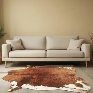 ZOETOOL Premium-Teppich aus Kunst Rindsleder, 1.6 x 1.9 m Kuhfell-Print-Teppich, weiches Kunstfell, waschbar, großes rustikales Western-Dekor für Wohnzimmer, Esszimmer