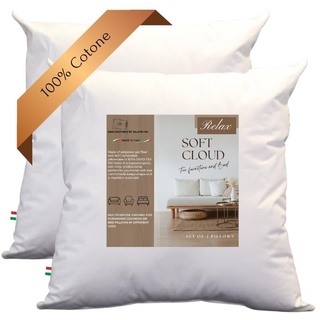 GM Soft Cloud Kissen 65 x 65 cm, dekorativ, Mehrzweck-Kissen mit Füllung aus antiallergischer Faser, Bezug aus 100% frischer Baumwolle, für Bett, Sofa, Sessel, Made in Italy