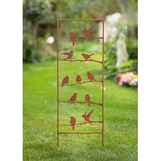 Dekoleidenschaft Gartenstecker Vögel aus Metall in Rost-Optik, 115 cm hoch, Dekoleiter für Draußen, Garten-Deko, Metallstecker