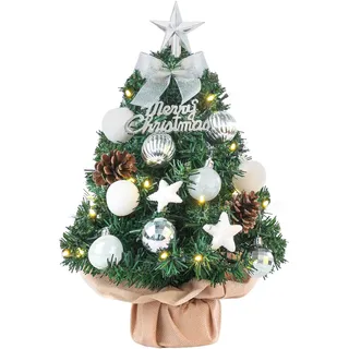 Mini Weihnachtsbaum Kleiner Weihnachtsbaum mit Beleuchtung LED Tisch Weihnachtsbaum klein künstlich geschmückt für Weihnachten Deko 60cm