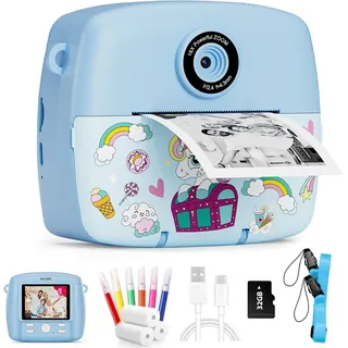 astgmi Sofortbildkamera Kinder,Kinderkamera Kompaktkameras 1080P HD Sofortdruck von Fotos,Geburtstagsgeschenk Weihnachten Geschenk Spielzeug ab 3 4 5 6 8 7 9 10 11 Jahre Mädchen Jungen 3 Rollen Fotopapier