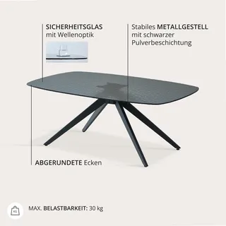 Stolkom Elias Schwarz Glas 110 x 44 x 70 cm