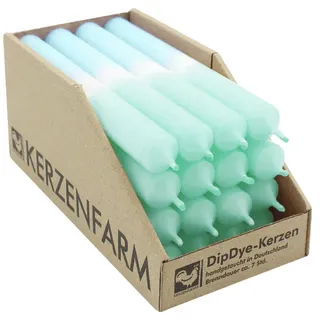 DIP DYE Stabkerzen Mint-Eisblau, 180/22 mm, KERZENFARM HAHN, Brenndauer 7h, 16 St.