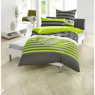 OTTO home Bettwäsche Majoran in 135x200, 155x220 cm u.a. Bettwäsche-Set mit Streifen, Polycotton recycelt, 2 teilig, gestreifte Bettwäsche in 4 Qualitäten, Marke H.I.S by OTTO home grün