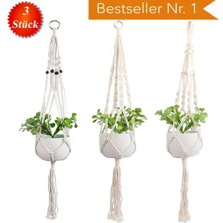 Bonn-Design ▀▀ Premium Makramee Blumenampel Blumentopf BOHO Balkon Hängeampel Wandbehang ▀▀