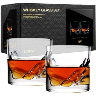 LIITON Exklusiv Whisky Gläser Set Grand Canyon 2-teilig aus Kristallglas, Tumblergläser, Geschenke für Männer für Cocktails, Gin, Bourbon, Rum, Trinkgläser Geschenkset
