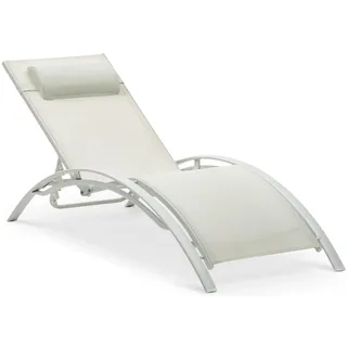 Idimex Gartenliege Relax 200 x 65 x 30 cm Cremeweiß
