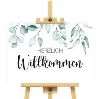younikat Herzlich Willkommen Schild Hochzeit Eukalyptus | 30 x 40 cm | dv1501