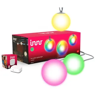 innr Smart Kugellampe und Bridge, Zigbee, Funktioniert mit Alexa, White & Color, Wegeleuchten außen, IP65 wasserdicht, LED Sockelleuchte, Komplettset (3-Pack + Bridge)