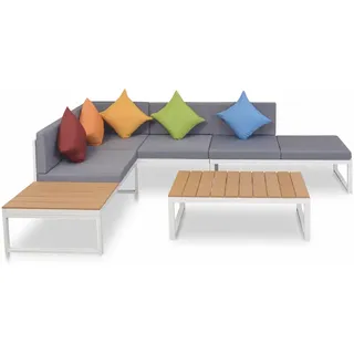 vidaXL Garten-Lounge-Set mit Auflagen 4-tlg. weiß/braun