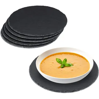 Relaxdays Schieferplatten grau Ø 25,0 cm, 6 St.