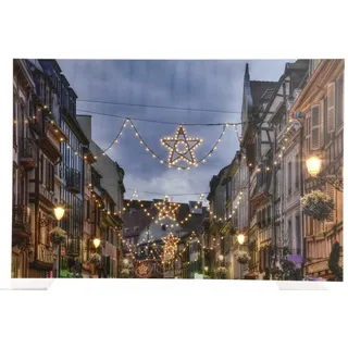 Lumineo LED-Bilderrahmen LED Bild Strasse Wandbild Batteriebetrieben ca.2,5x.40 x 60 cm Bunt