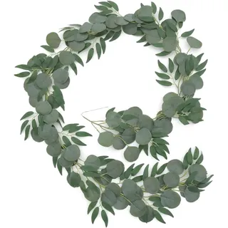 Abiyou Eukalyptus Girlande Künstlich Pflanze, Eukalyptus Blätter Deko Girlände, Hochzeit Eukalyptus Kranz, Künstliche Eukalyptus Girlände, Eukälyptus Blätter Deko, für für Garten, Hochzeit (2M)