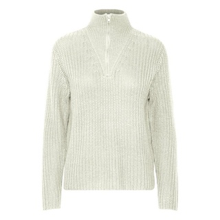 b.young Strickpullover Grobstrick Pullover Troyer Sweater mit Reißverschluss Kragen 6677 in Weiß schwarz|weiß S (36)