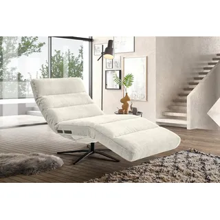 KAWOLA Relaxliege ALINA Cord 360° drehbar 80 x 80 x 200 cm cremeweiß mit Kissen