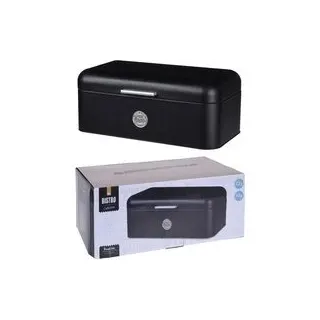 Brotkasten mattschwarz Metall B/H/L: ca. 22x16x42 cm - Mattschwarz