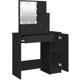 vidaXL Schminktisch mit LED Schwarz 86,5x35x136 cm