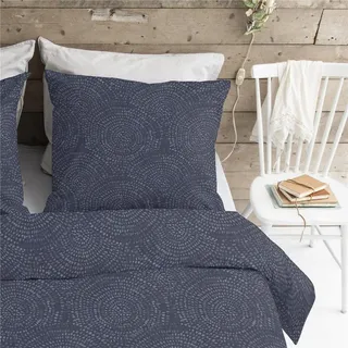 Walra Flanell Bettwäsche Winter Curves Blau 135x200 cm + 80x80 cm - Royalblau