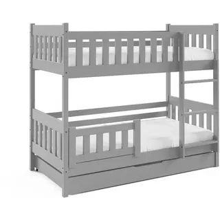 masseno Etagenbett LUCIA 80 x 160 cm Kiefer hellgrau silber