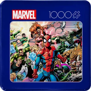 Buffalo Games - Marvel Spider-Man Sinister War - 1000 Teile Puzzle für Erwachsene - Sammlerstück Blechkoffer - Fertige Größe ist 26,6 x 19 cm