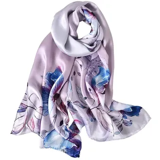 STORY OF SHANGHAI Seidenschal Damen 100% Seide, 20+ Bunte Luxuriöse Schals, Warm & Weich, als Stola Seidentuch Halstuch Pashmina - 53 * 170 cm Elegant Blumen 3 - 53 * 170 cm