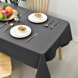 Hiasan Glatt Tischdecke Fleckenabweisend Tischtuch mit Lotuseffekt Leicht Wasserabweisend Tischwäsche, Dunkelgrau, 130x130cm