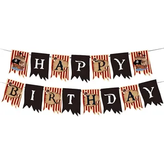 HUKUMA Happy Birthday Girlande,Piraten Deko Kindergeburtstag Junge,Piratenschiff Happy Birthday Banner, Kinder Geburtstag Deko,Geburtstagsgirlande Kinder Deko,Geburtstagsdeko 1 2 3 4 5 6 Jahre