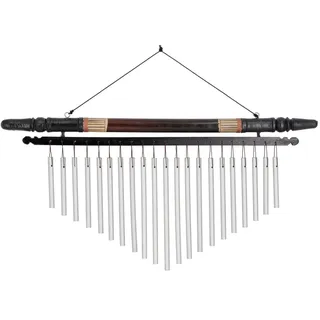 Guru-Shop Windspiel Aluminium Klangspiel, Windspiel mit Bambus -.. silberfarben 49 cm x 25 cm x 3 cm
