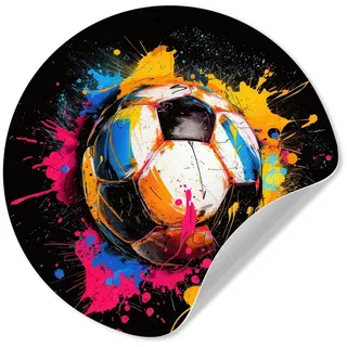 MuchoWow Wandsticker Graffiti - Sport - Fußball - Farbe - Ball (1 St), Selbstklebende Runde Vliestapete, Wohnzimmer, 140x140 cm bunt 140 cm x 140 cm x 0.1 cm
