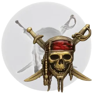 Sijiangmold Piraten-Silikonformen Totenkopf Fondant Form für Halloween Kuchen Dekoration Schokolade Cupcake Topper Süßigkeiten Polymer Clay Gummipaste