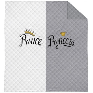 Tagesdecke Steppdeckenoptik Bettüberwurf Decke 220x240 cm Prince & Princess, Häßler Homefashion grau|weiß