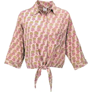 Guru-Shop Longbluse Boho Blusentop mit African Print, Bluse zum.. alternative Bekleidung rosa XL